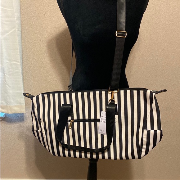 Alice + Olivia Handbags - Alice + Olivia Black and White Striped Shoulder Bag